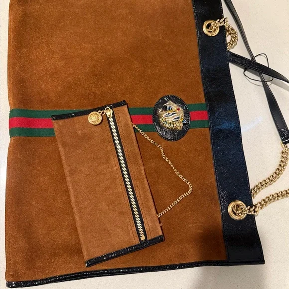 Gucci rajah brown suede tote large - Picture 5 of 14